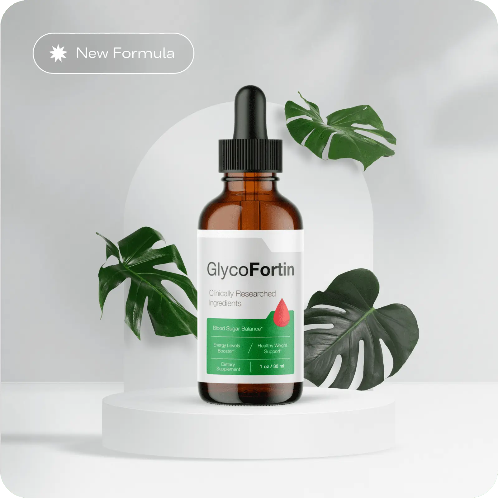 GlycoFortin liquid dietary supplement bottle